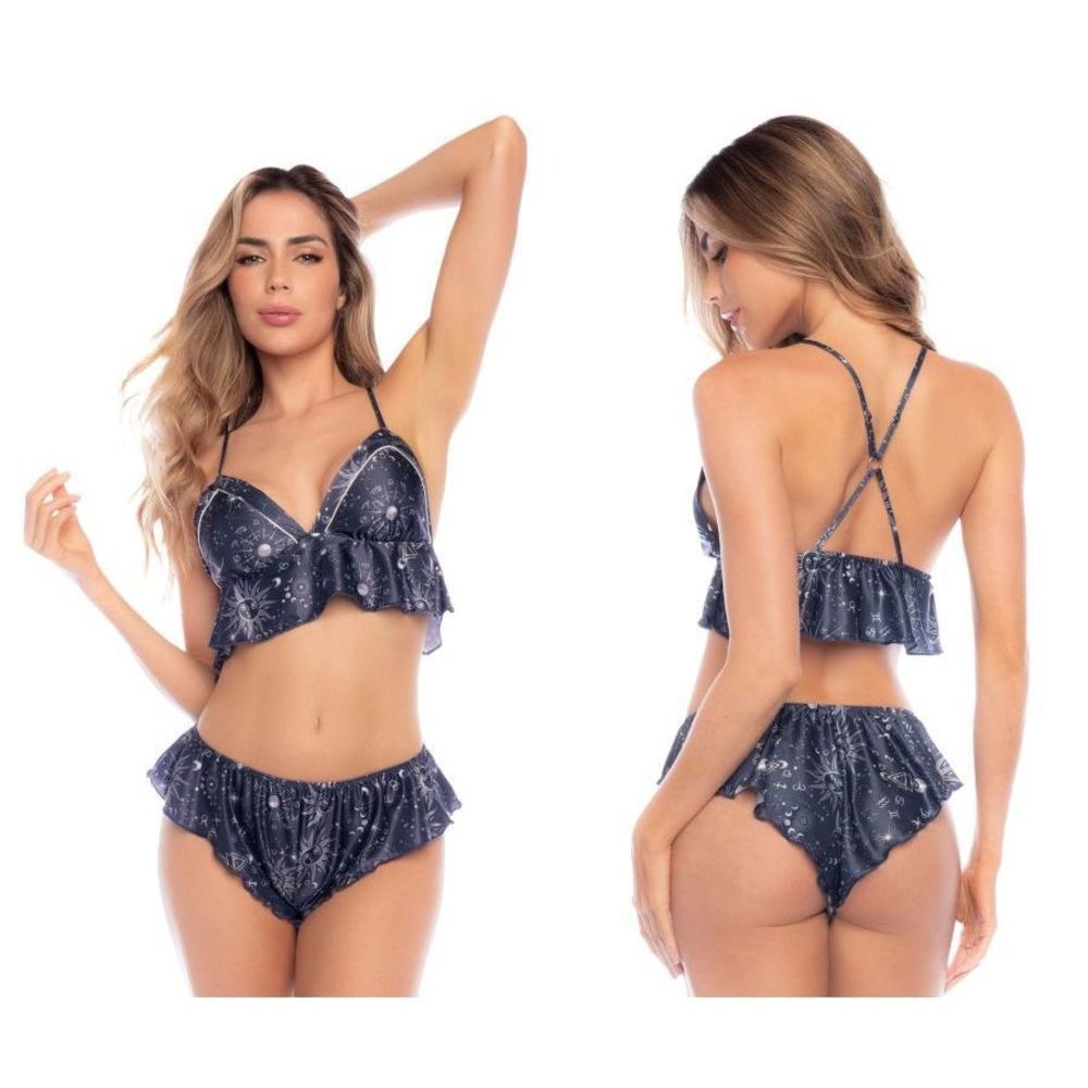 Mapale 7584 Two Piece Pajama Set Color Sapphire Blue Prints